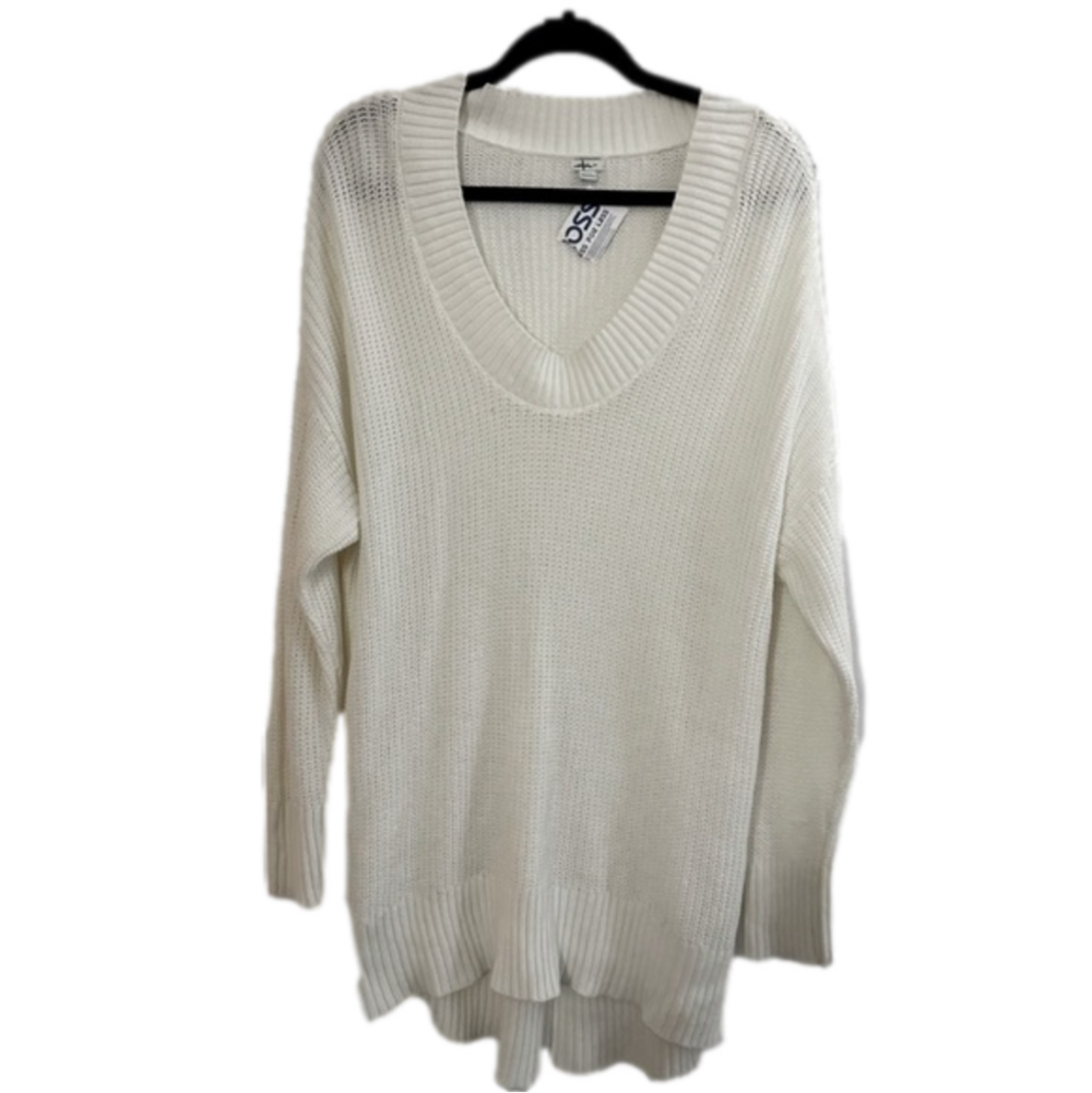 NWT Aerie Women’s Slouchy Oversized Tunic Sweater High Low White Cotton - Small